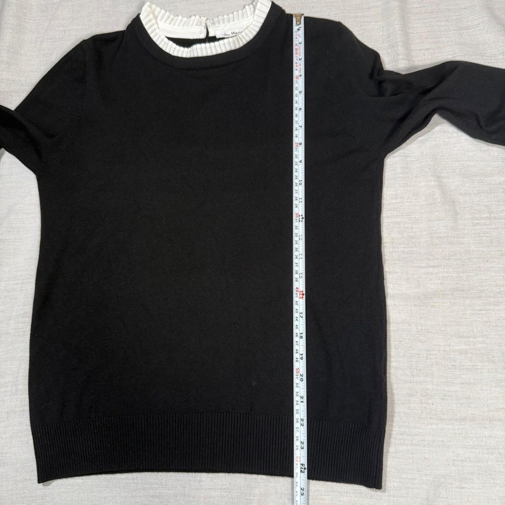 Vila Milana L Black Wool Blend Sweater Pleated Ruff Collar Cuffs‎ NWOT Wednesday - Picture 9 of 11